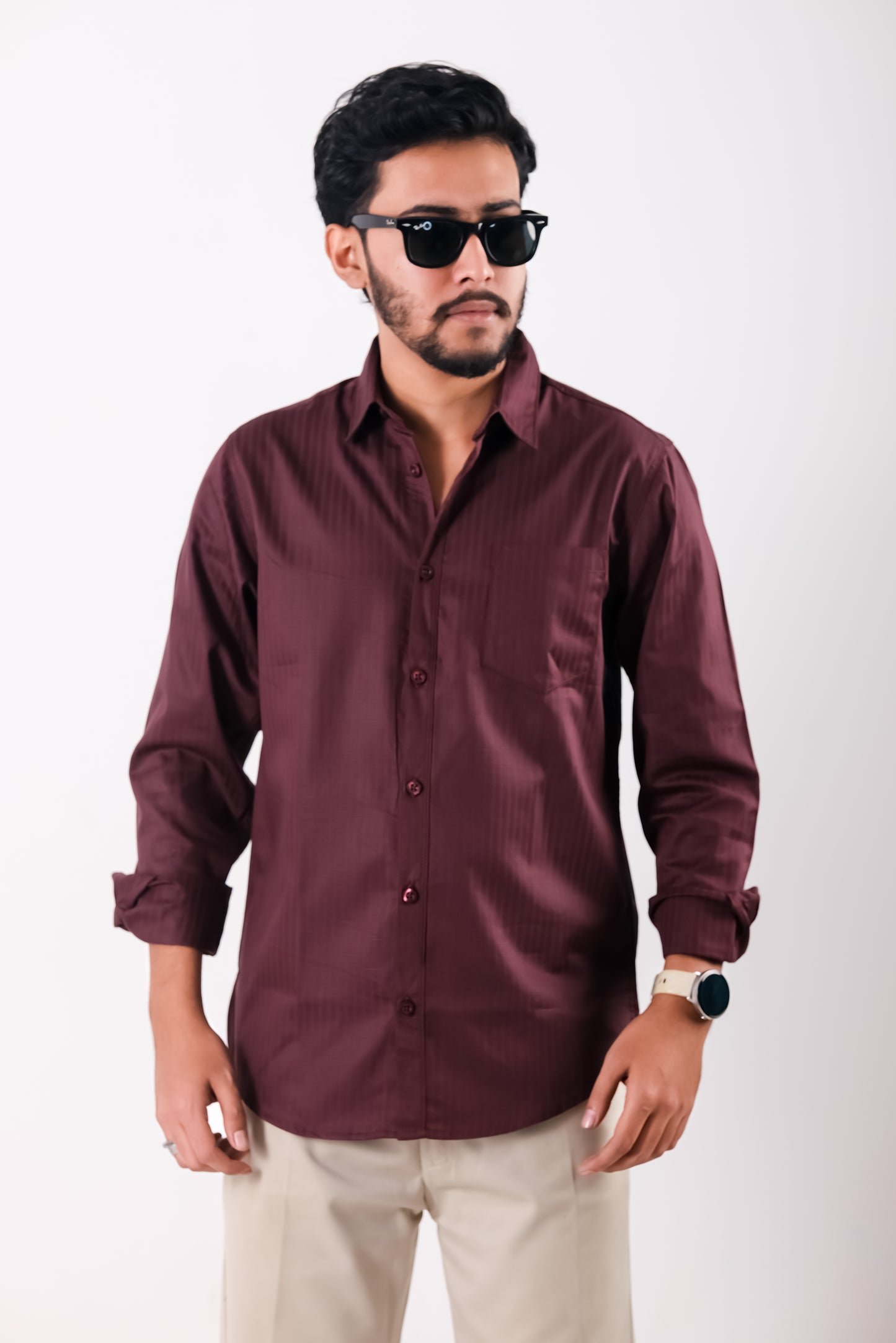 Fine Cotton Long Sleeve Shirt - Chocolate