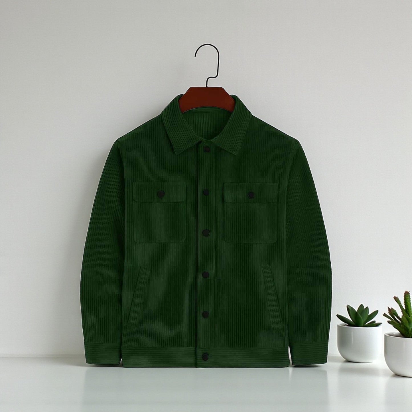 Men's Corduroy Light Weight Jackets - Bottole Green