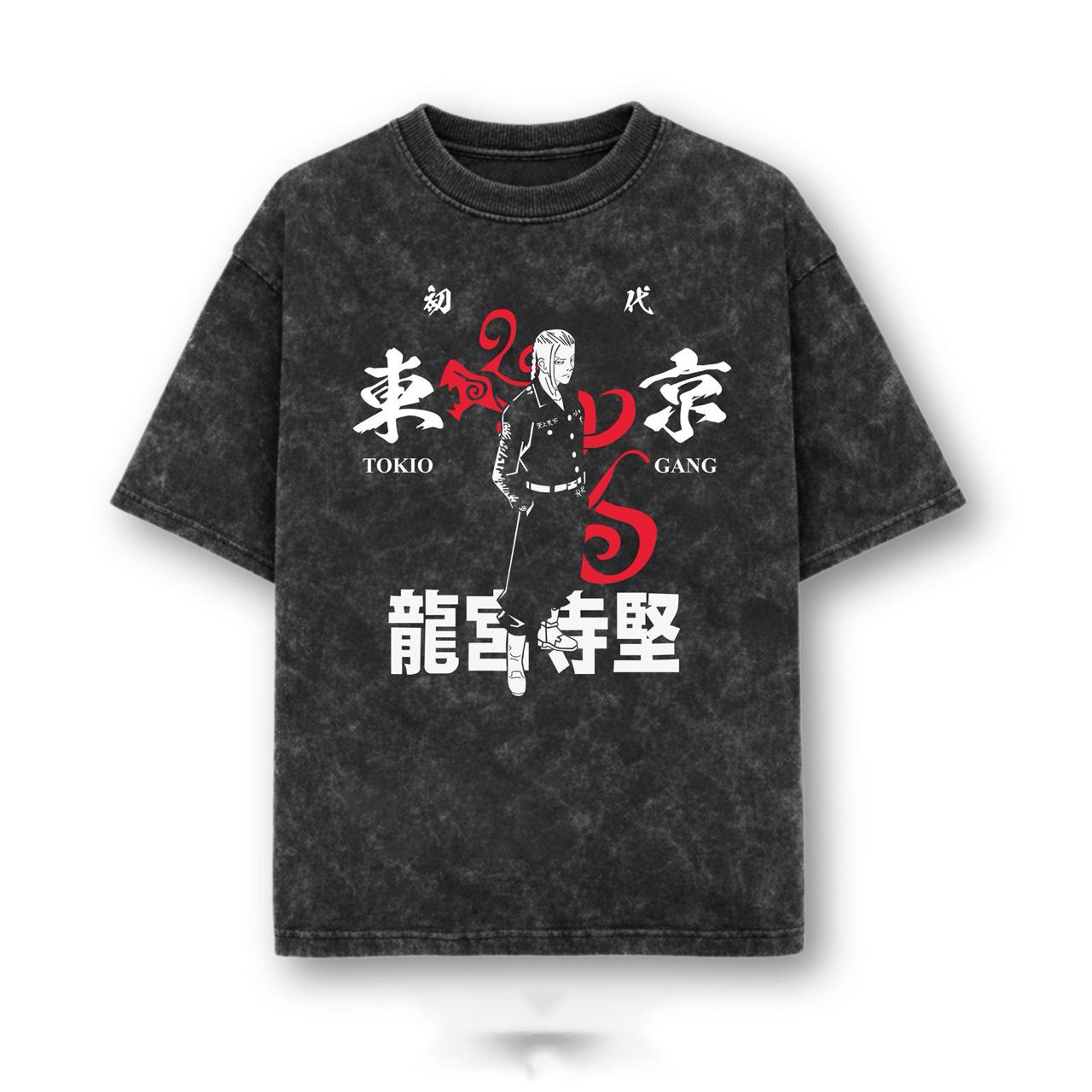 Acid-Wash Oversized T-Shirt- Tokyo Revengers