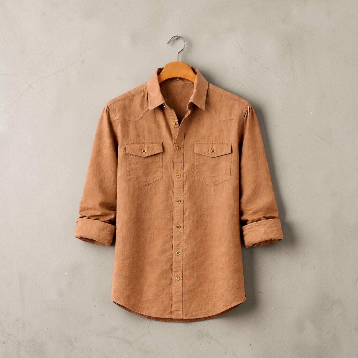 Full Sleeve Casual Shirt For Men - Light Brown