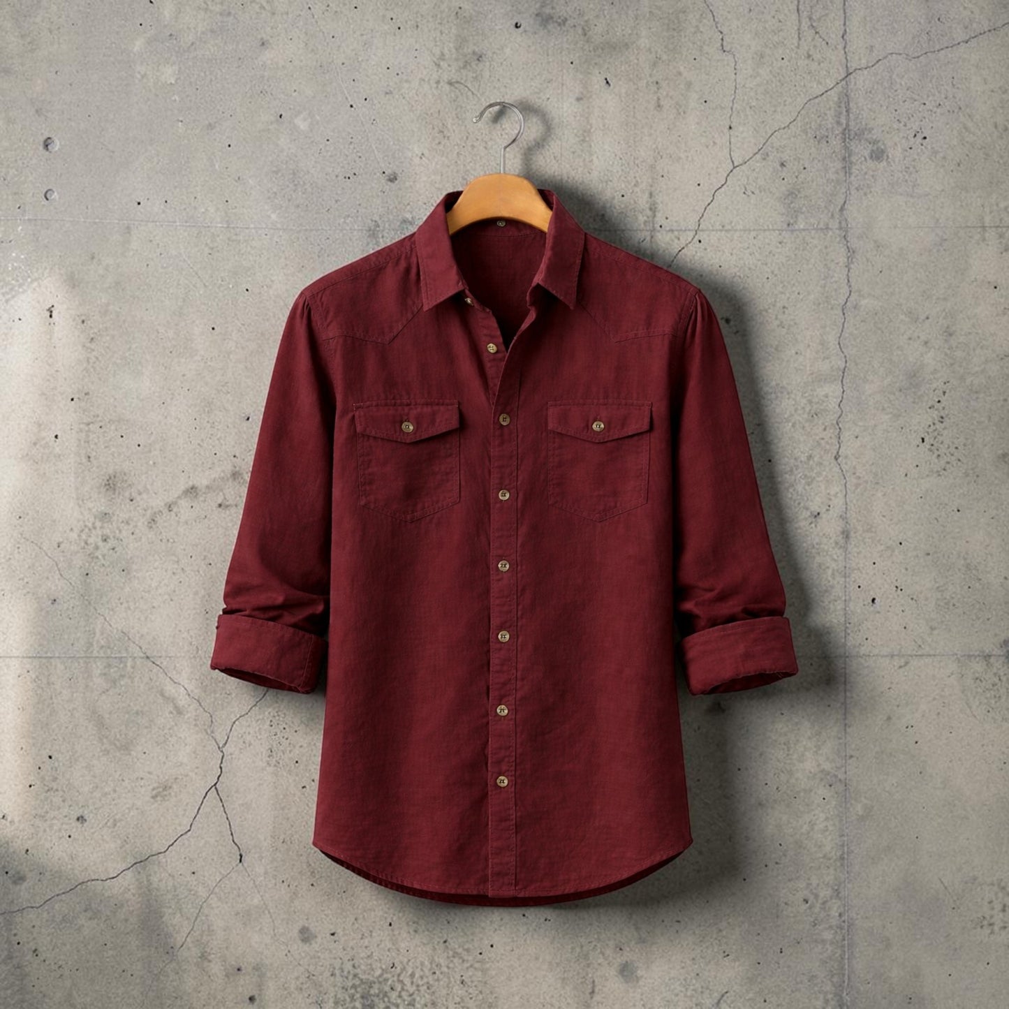Full Sleeve Casual Shirt For Men - Marron