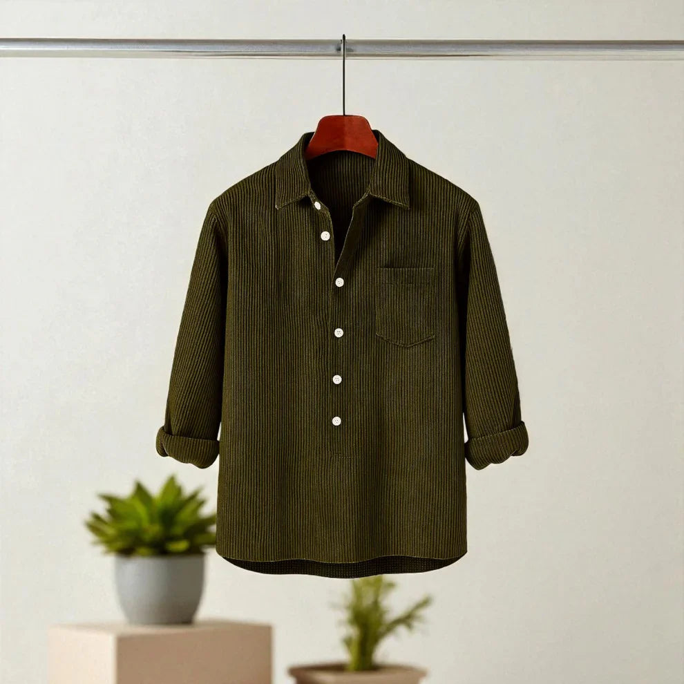 Luxury Full Sleeve Cord Katua - Olive