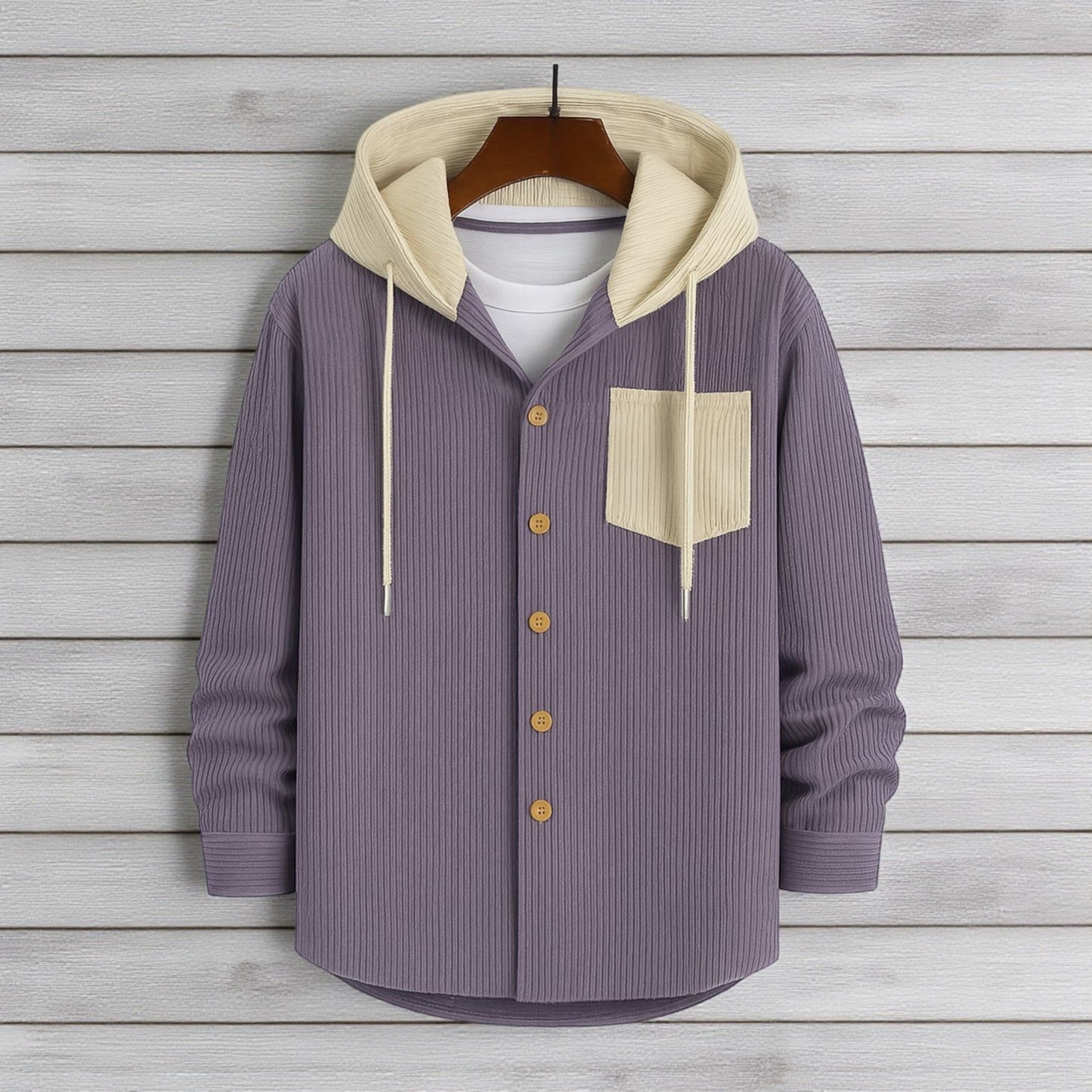 Men's Jackets Corduroy Hooded Shirt - Onion