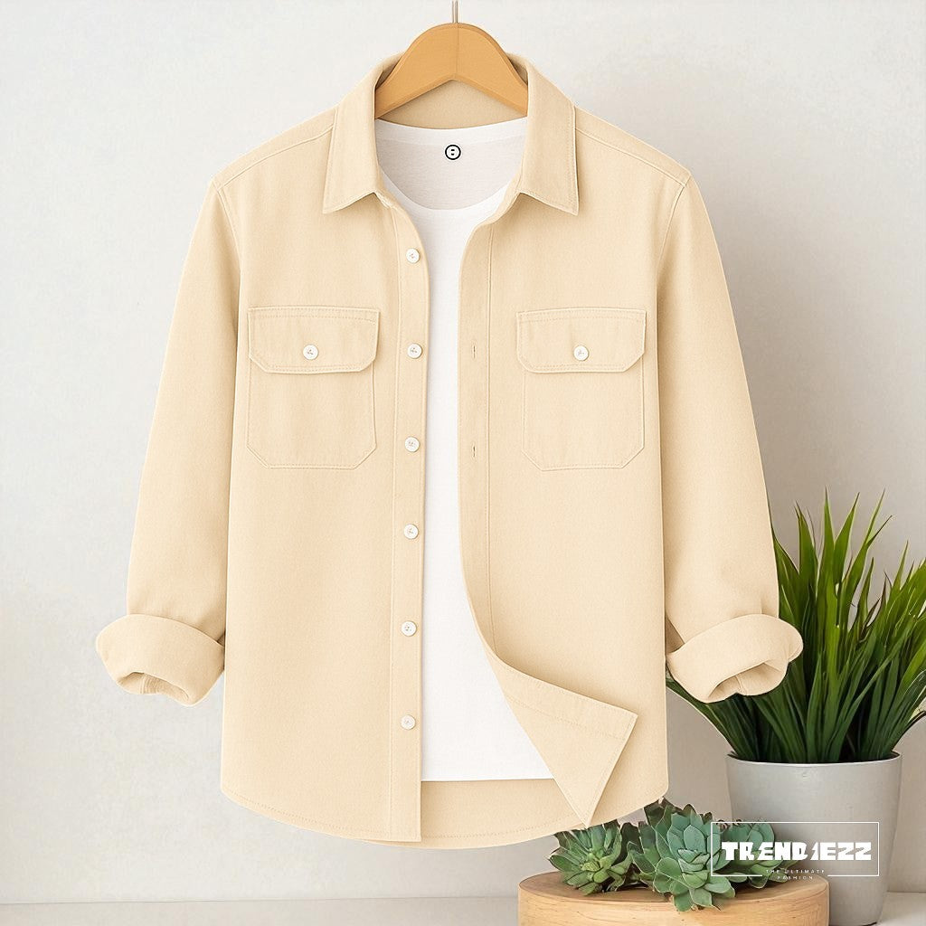 Full Sleeve Casual Shirt For Men - Cream