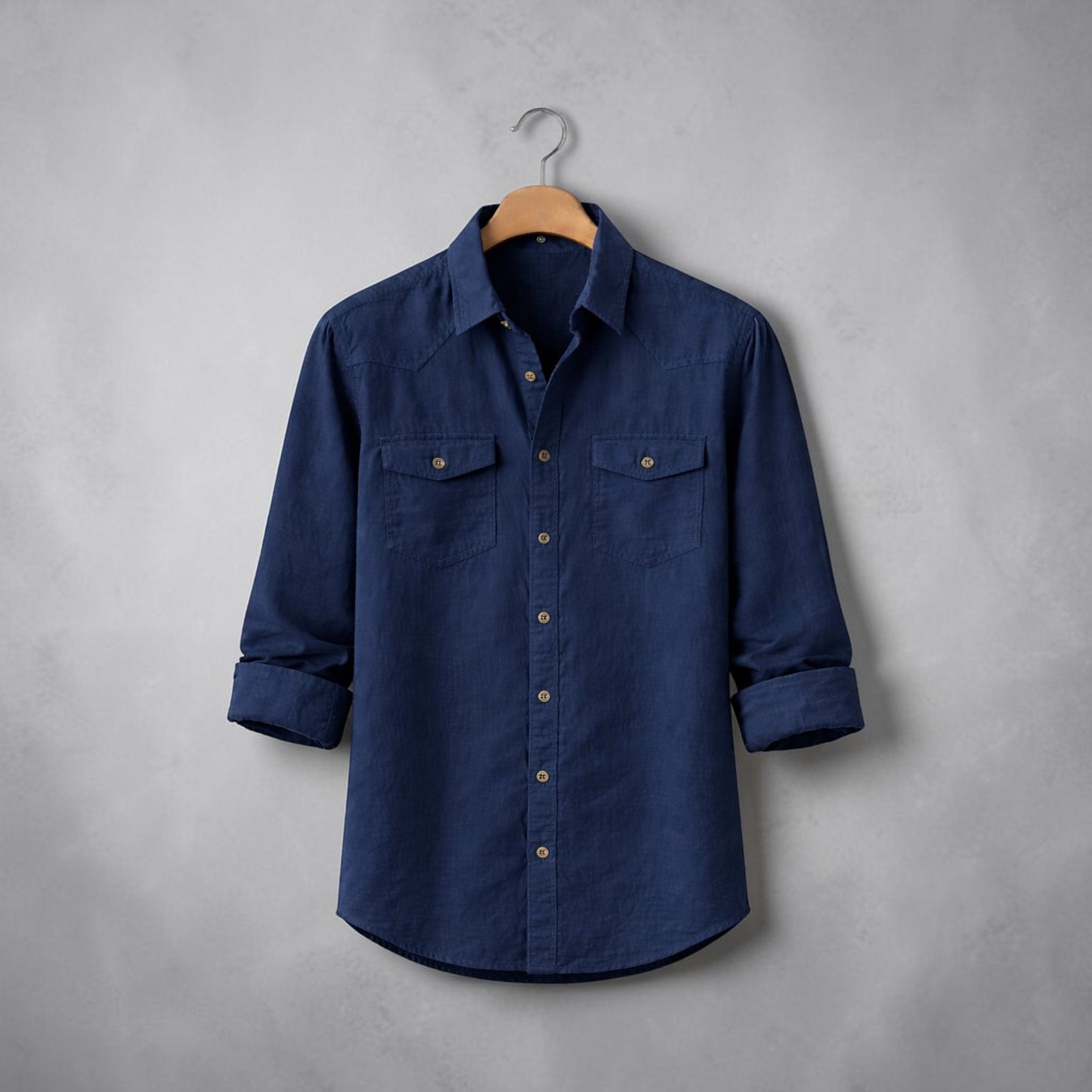 Full Sleeve Casual Shirt For Men - Navy Blue