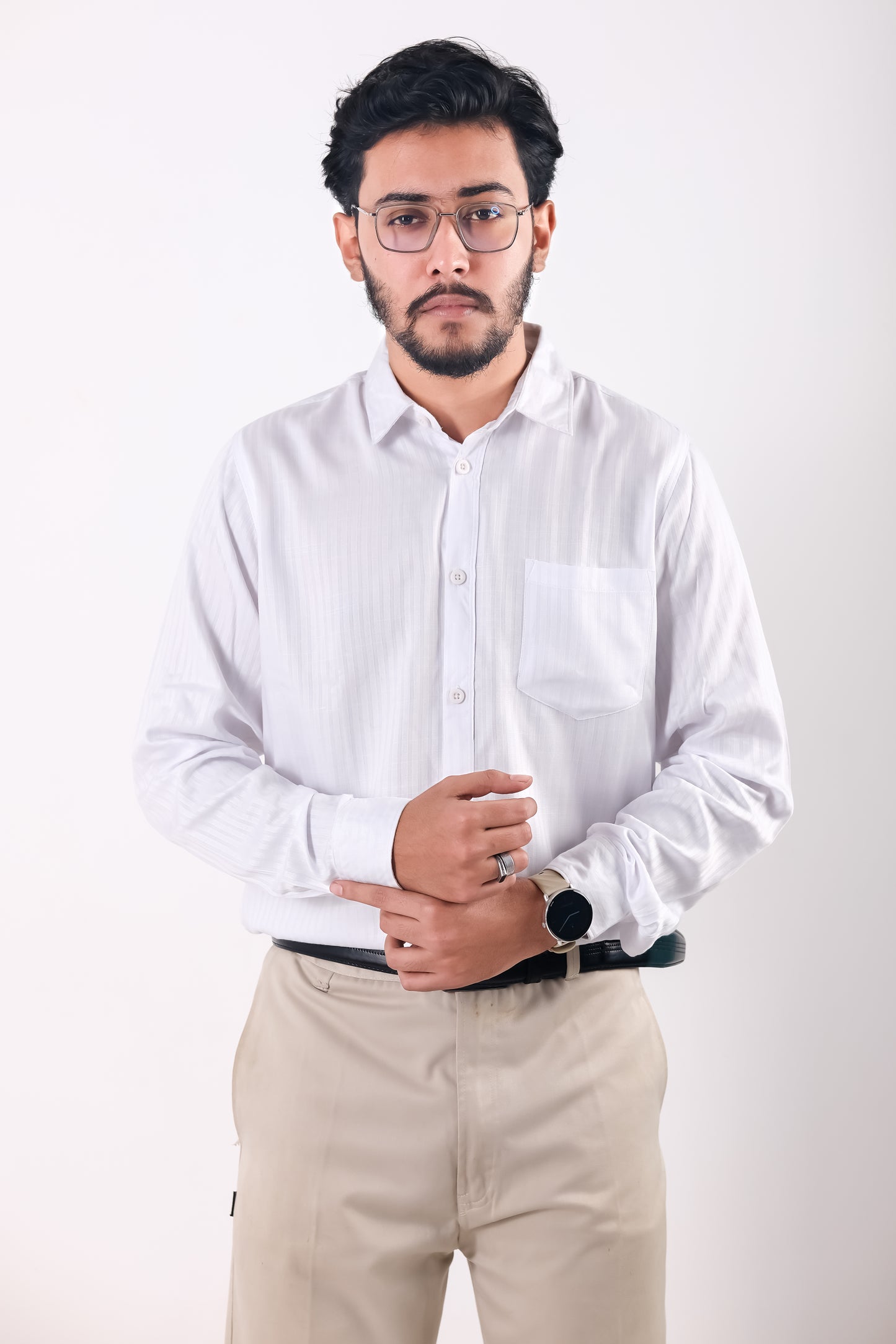 Fine Cotton Long Sleeve Shirt - White