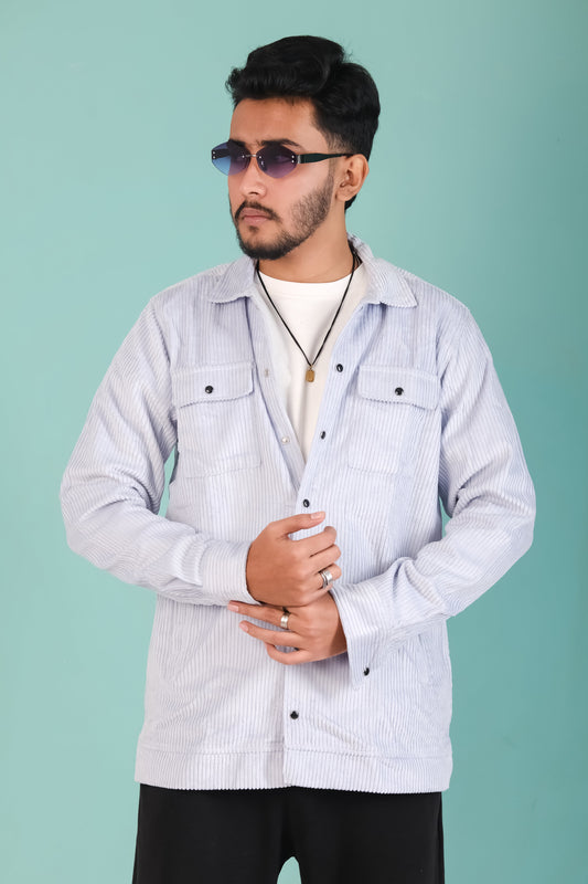 Men's Corduroy Light Weight Jackets - Light Sky Blue