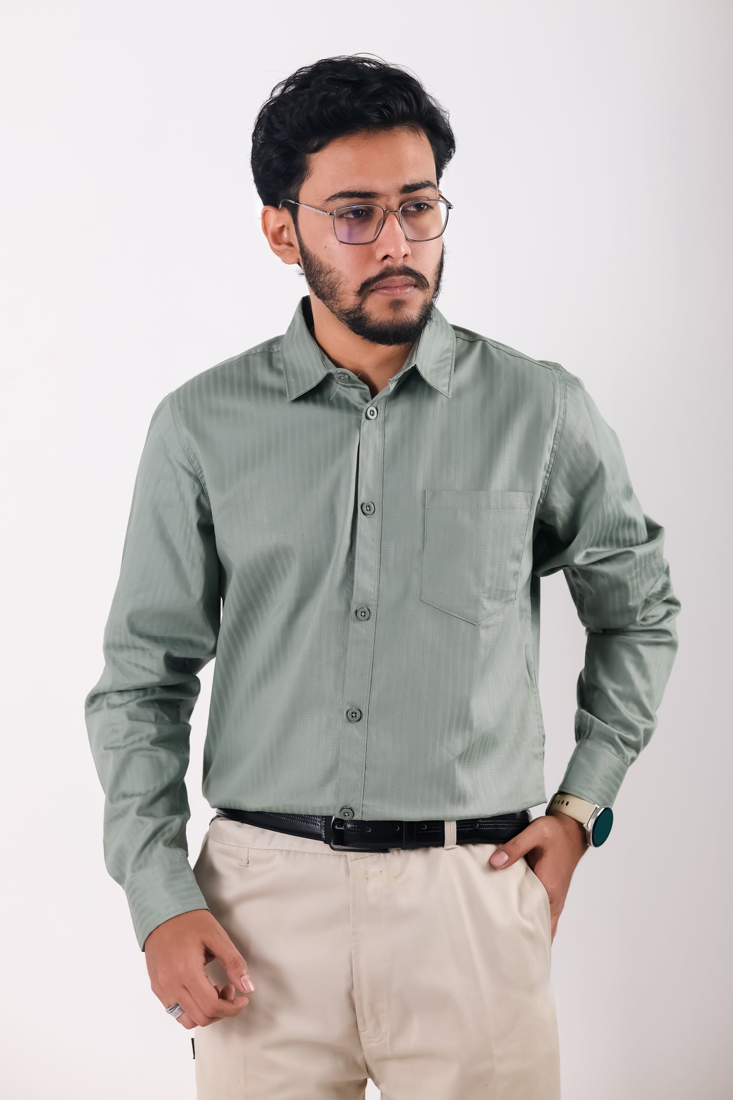 Fine Cotton Long Sleeve Shirt - Sea Green