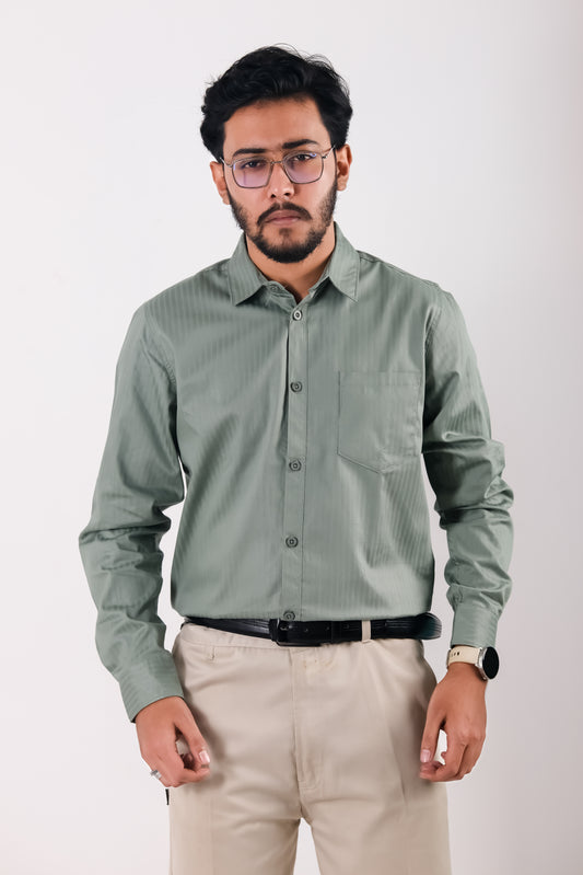 Fine Cotton Long Sleeve Shirt - Sea Green