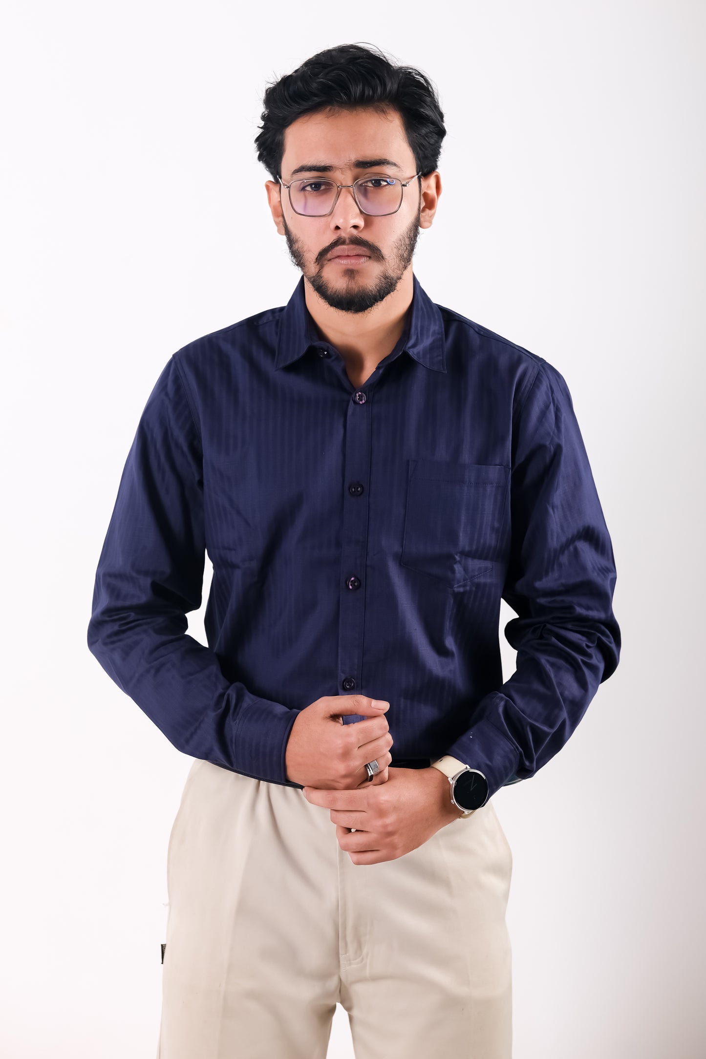 Fine Cotton Long Sleeve Shirt - Blue