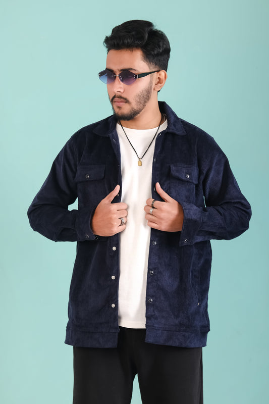 Men's Corduroy Light Weight Jackets - Navy Blue