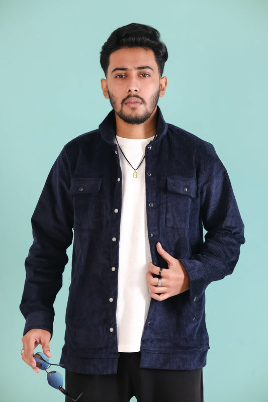 Men's Corduroy Light Weight Jackets - Navy Blue