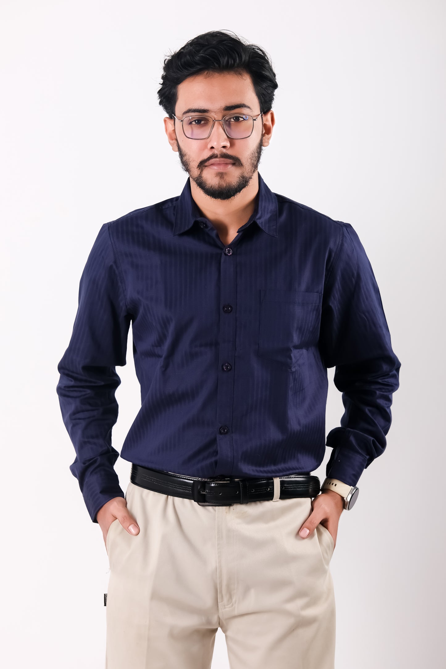 Fine Cotton Long Sleeve Shirt - Blue