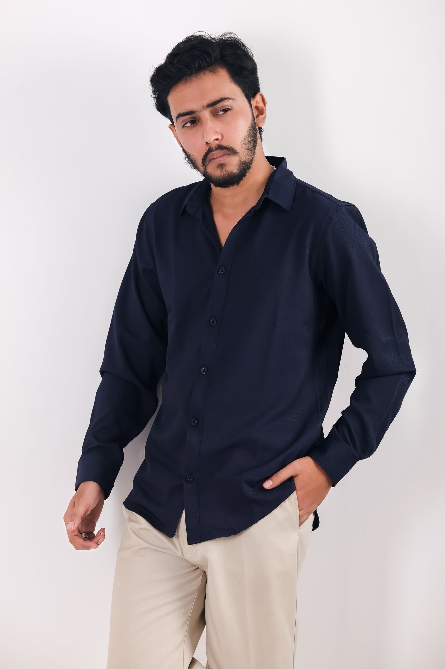 Cherry Cotton Shirt - Navy