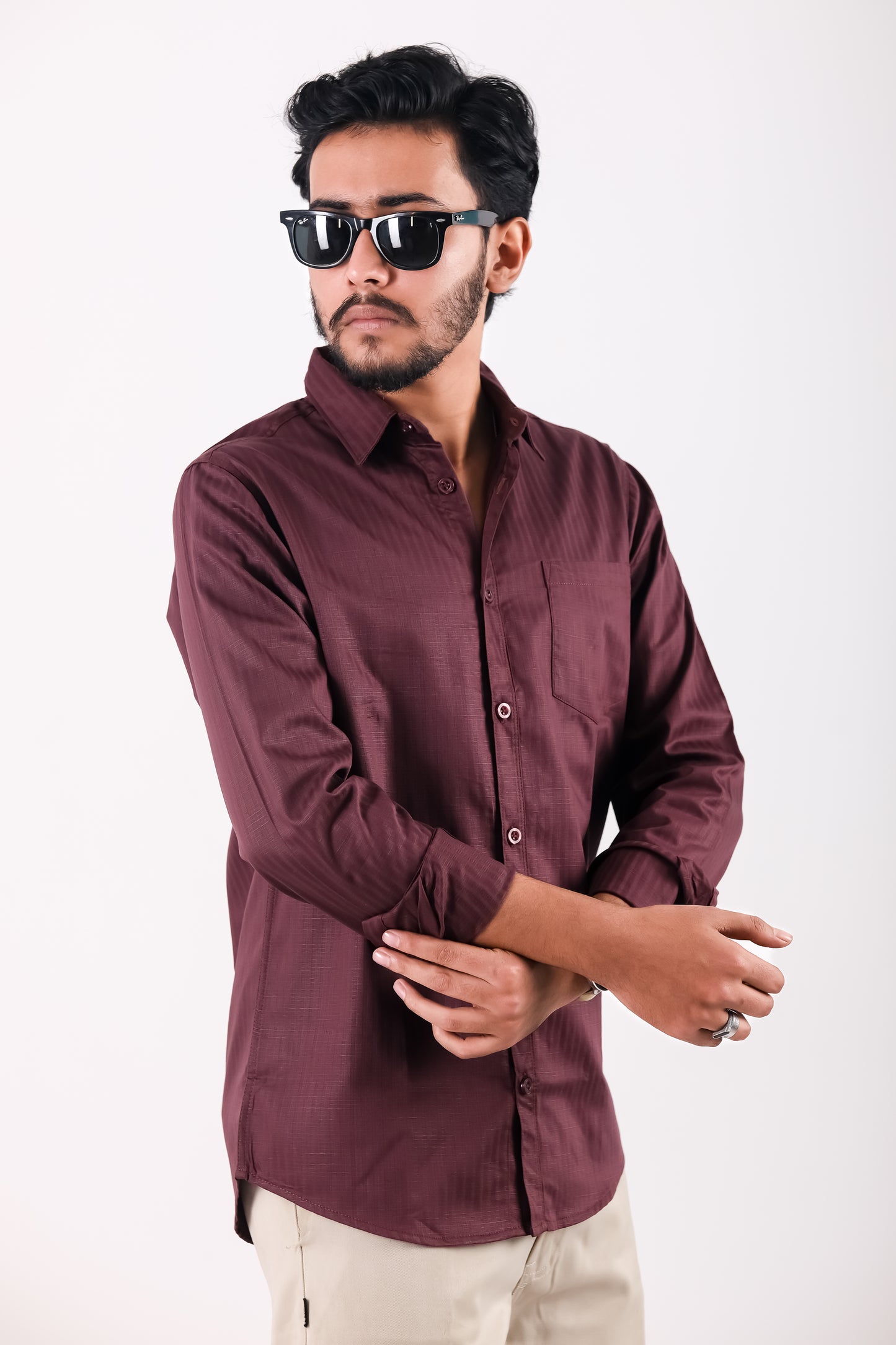 Fine Cotton Long Sleeve Shirt - Chocolate