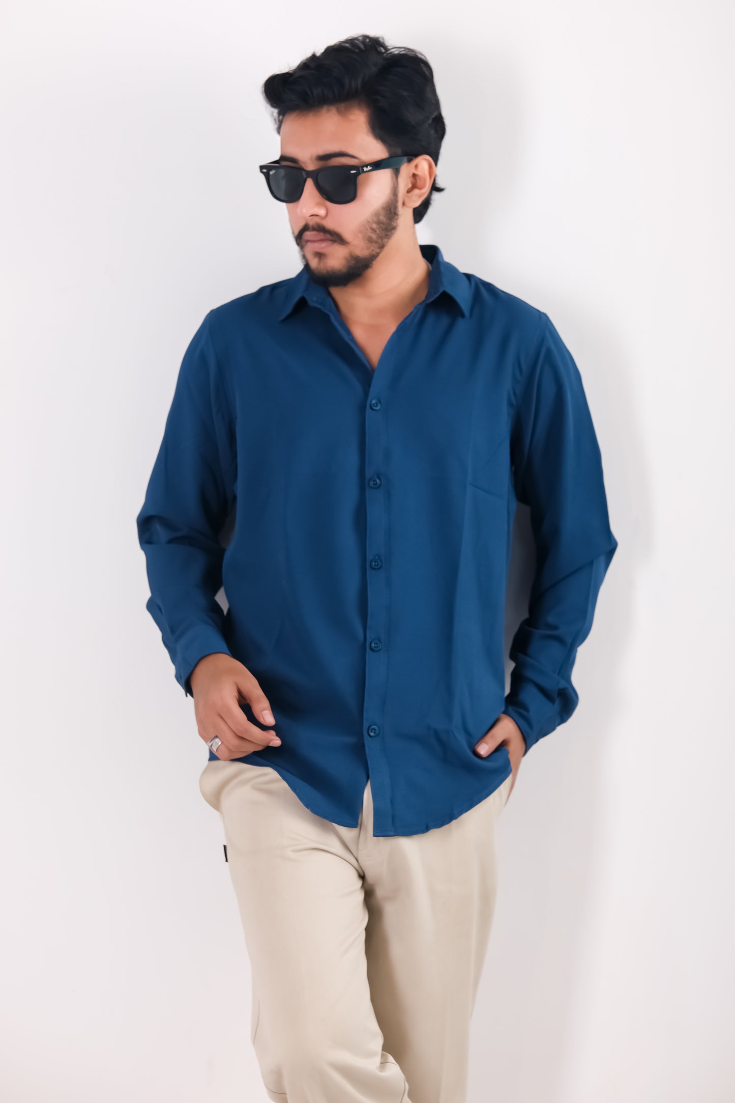 Cherry Cotton Shirt - Royal Blue