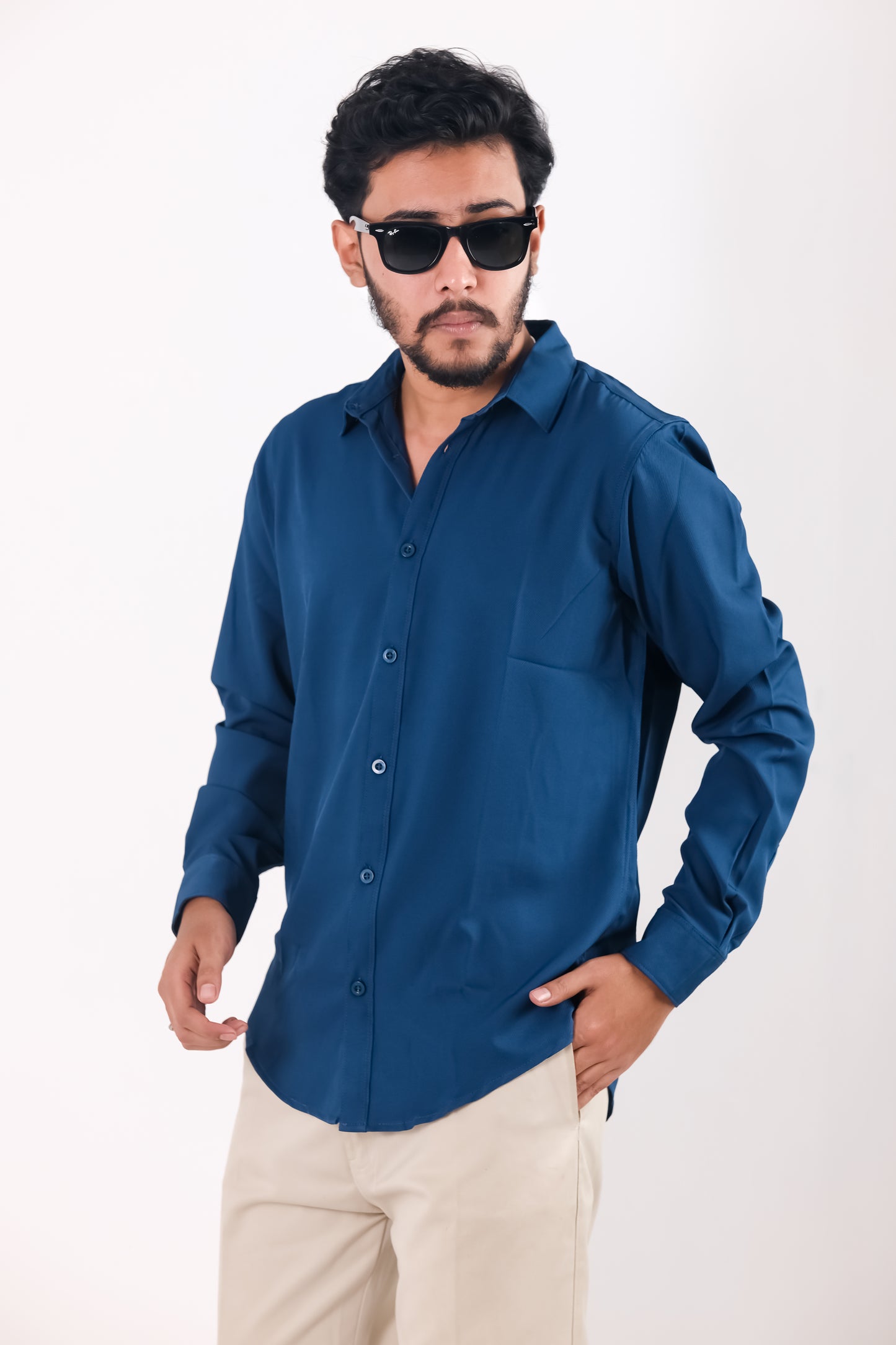 Cherry Cotton Shirt - Royal Blue