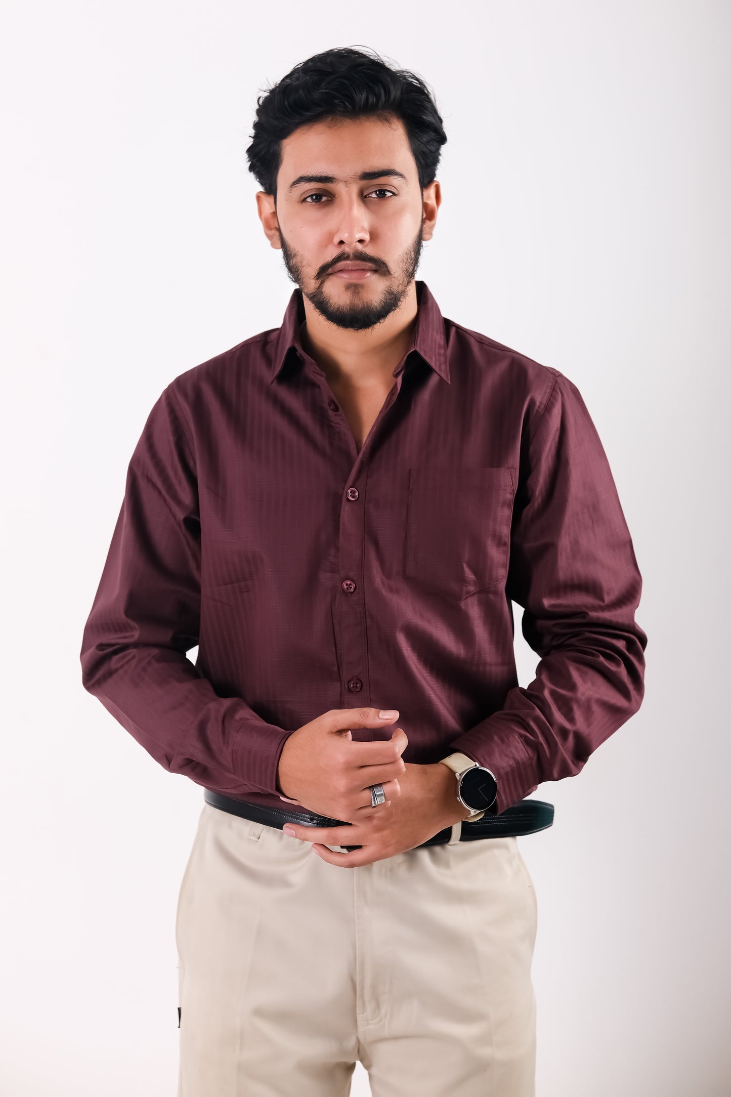 Fine Cotton Long Sleeve Shirt - Chocolate