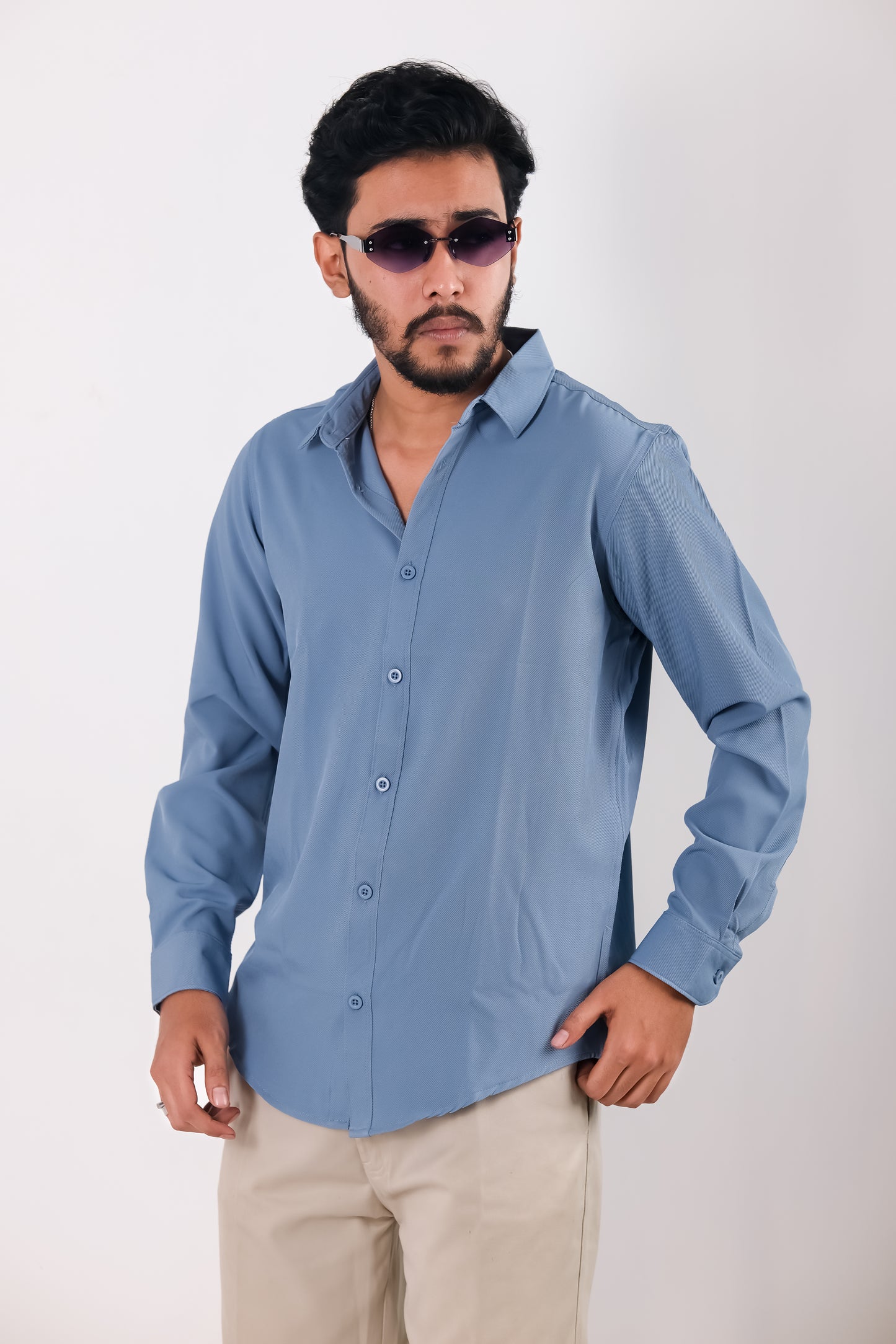 Cherry Cotton Shirt - Sky Blue