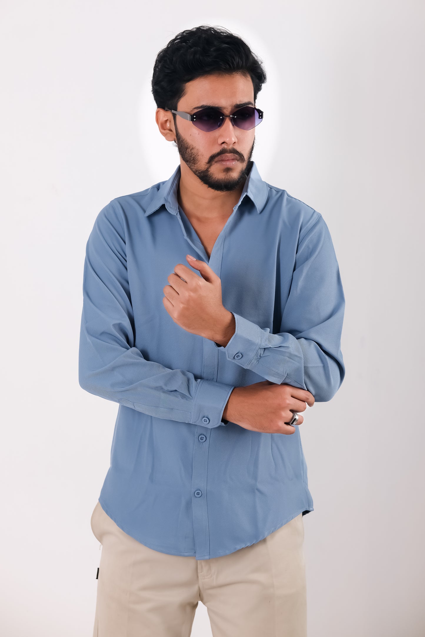 Cherry Cotton Shirt - Sky Blue