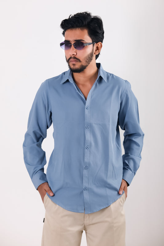 Cherry Cotton Shirt - Sky Blue