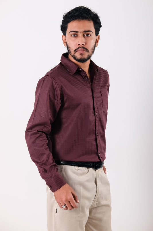 Fine Cotton Long Sleeve Shirt - Chocolate