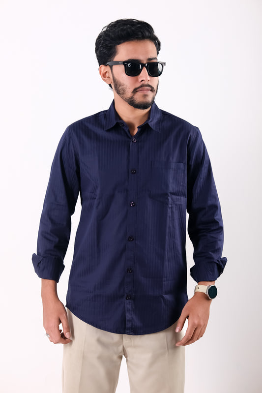 Fine Cotton Long Sleeve Shirt - Blue