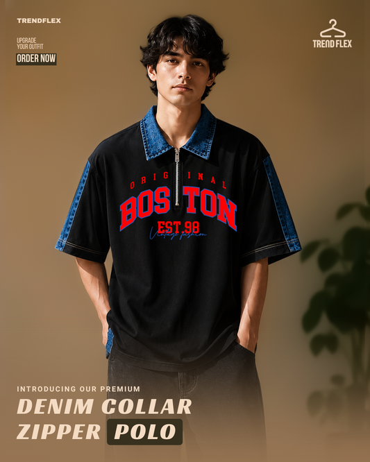 Boston Premium Summer Polo T Shirts for Men with Denim Style