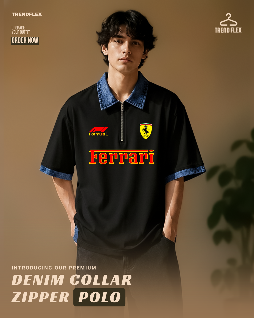 Premium Denim Collar Polo T Shirt for Men | Farrai Speed Edition