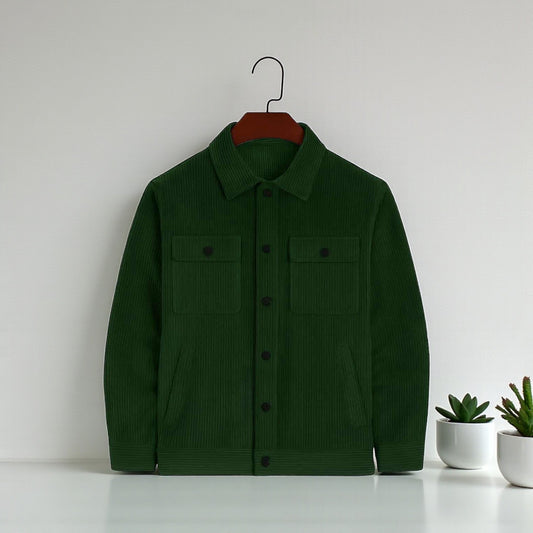 Men's Corduroy Light Weight Jackets - Bottole Green