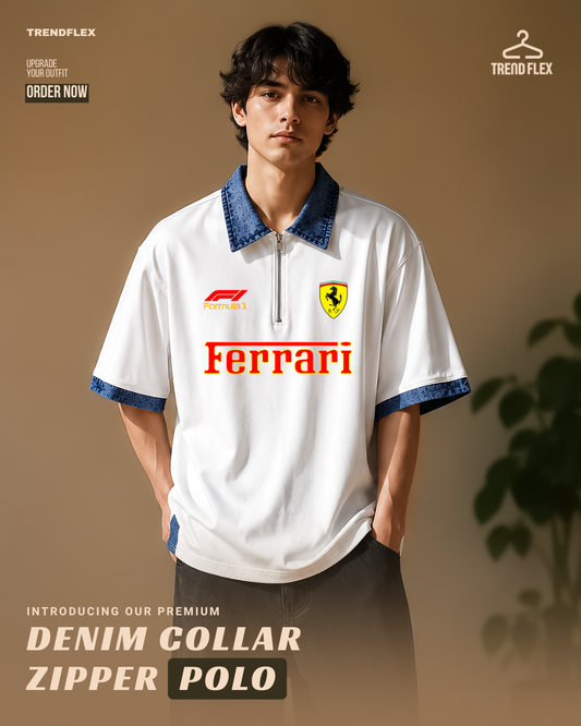 Premium Denim Collar Polo T Shirt for Men | Farrai Speed Edition