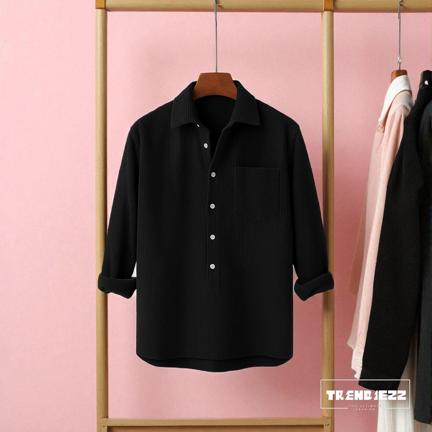 Luxury Full Sleeve Cord Katua - Black