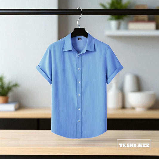 Viscox Half Sleeve Shirt- Sky Blue