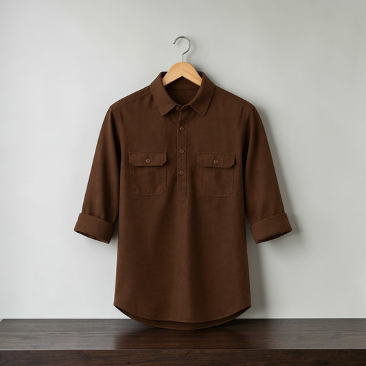 Heritage Luxury Full Sleeve Katua - Chocolate Brown