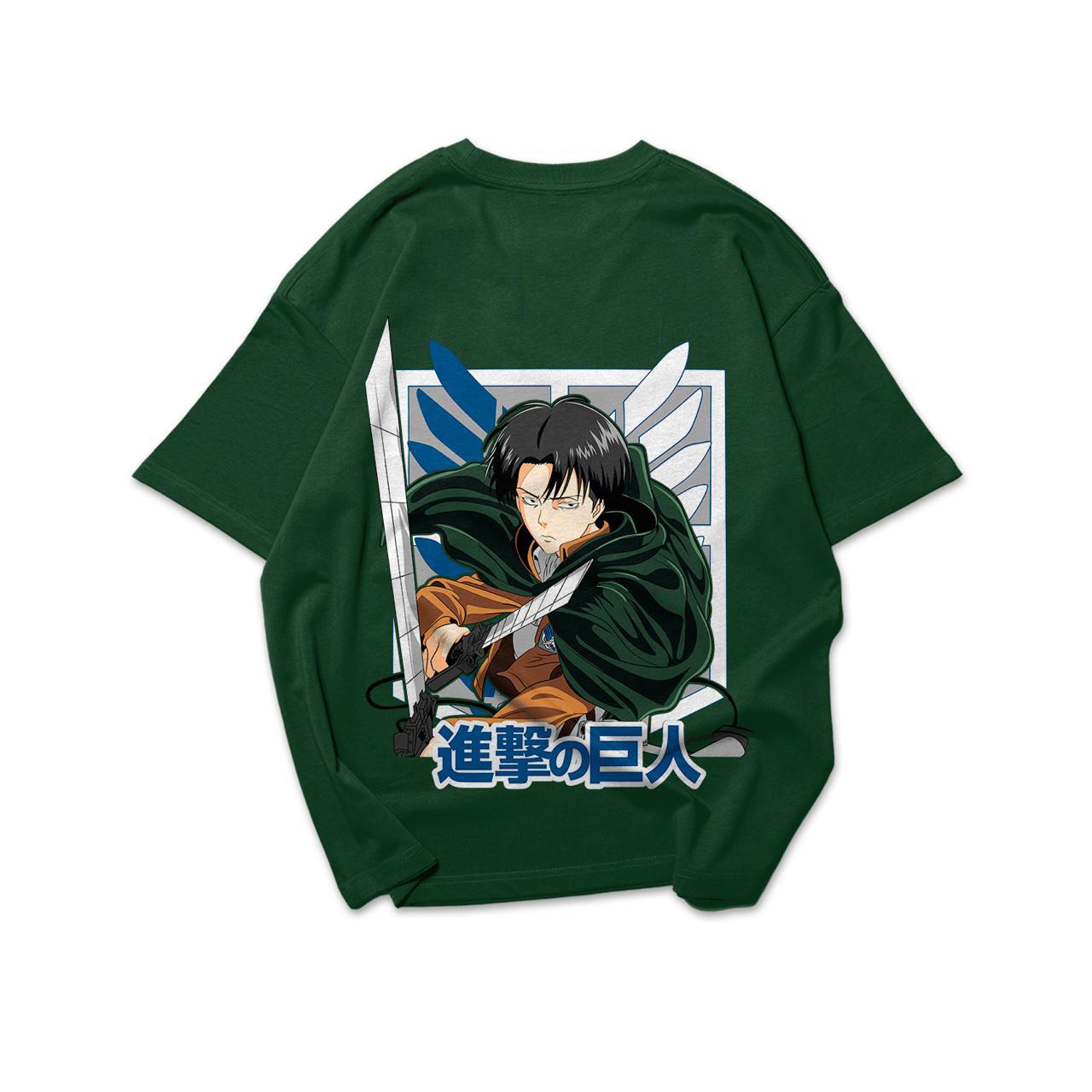 Attack on Titan Levi Ackerman Oversized T-Shirt – Forest Green