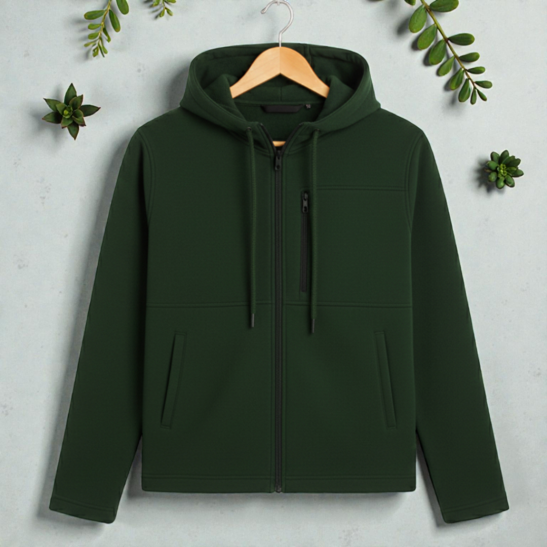 Men's Arms Full Zip Hooded Jacket - Bottle Green
