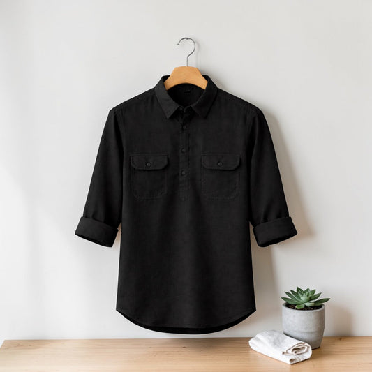 Heritage Luxury Full Sleeve Katua - Pure Black