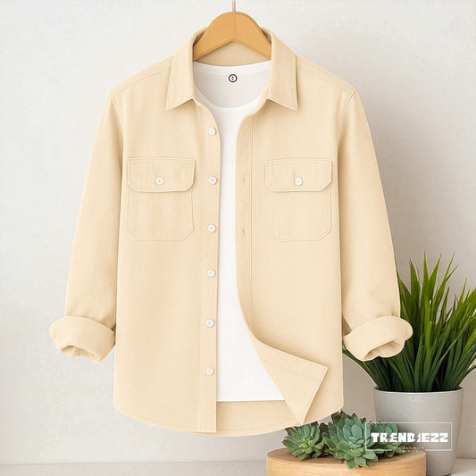 Full Sleeve Casual Shirt For Men - Cream