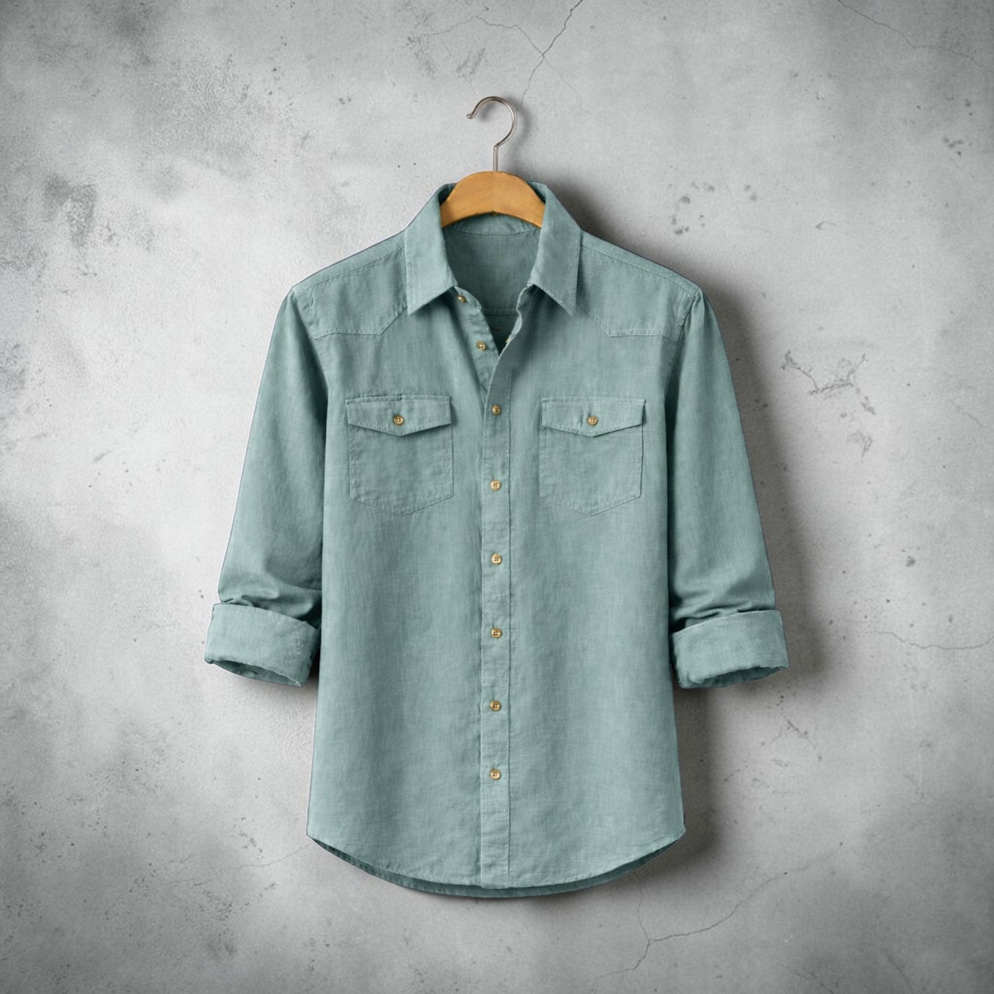 Full Sleeve Casual Shirt For Men - Saga Green
