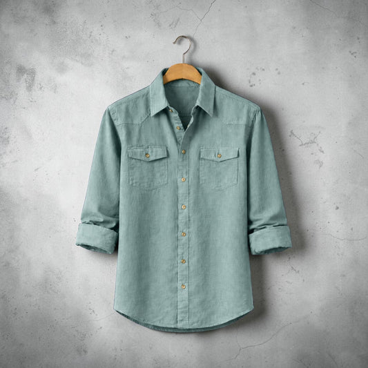 Full Sleeve Casual Shirt For Men - Saga Green