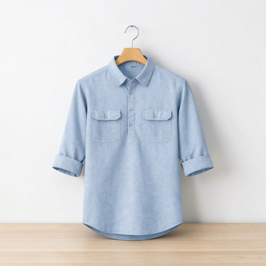 Heritage Luxury Full Sleeve Katua - Sky Blue