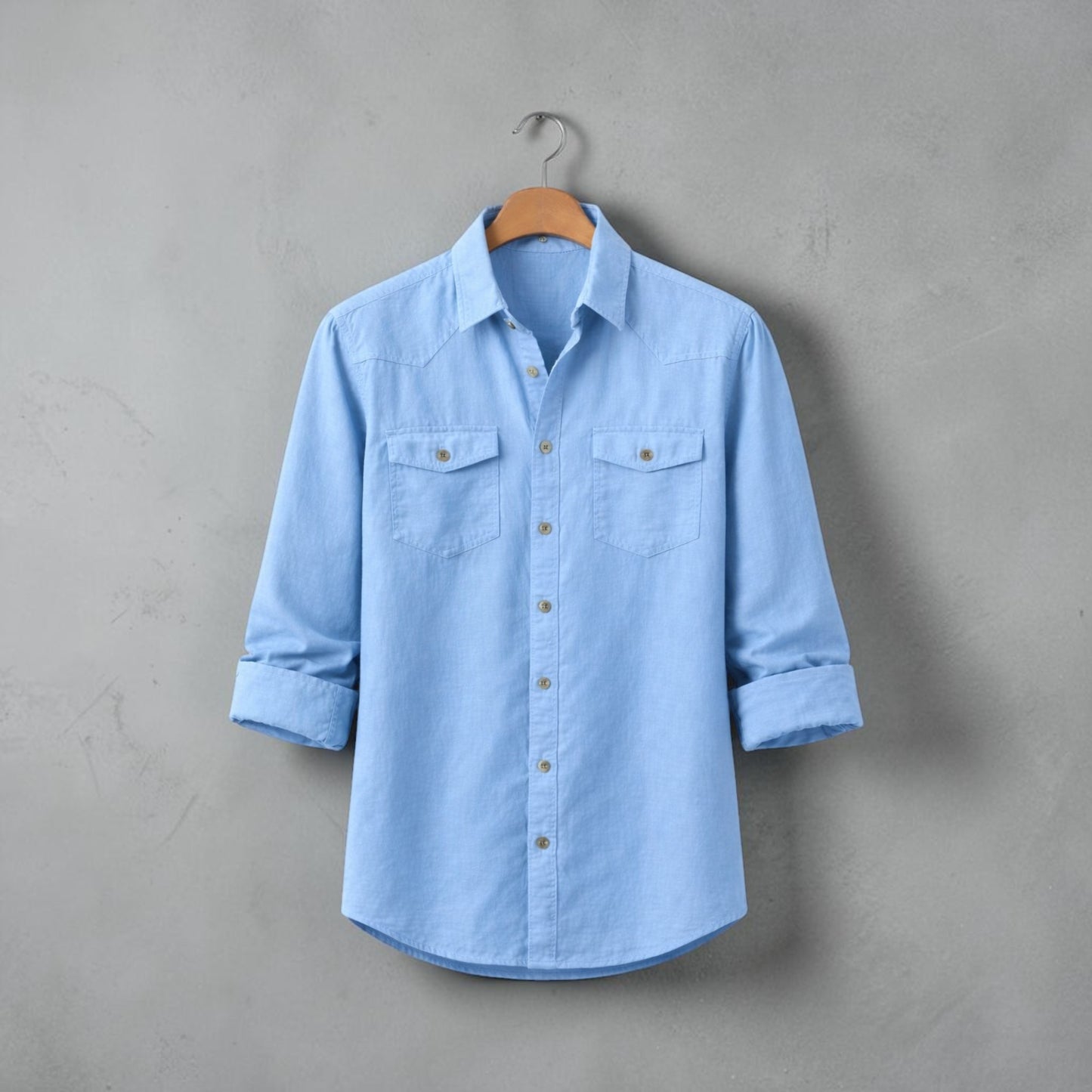 Full Sleeve Casual Shirt For Men - Sky Blue